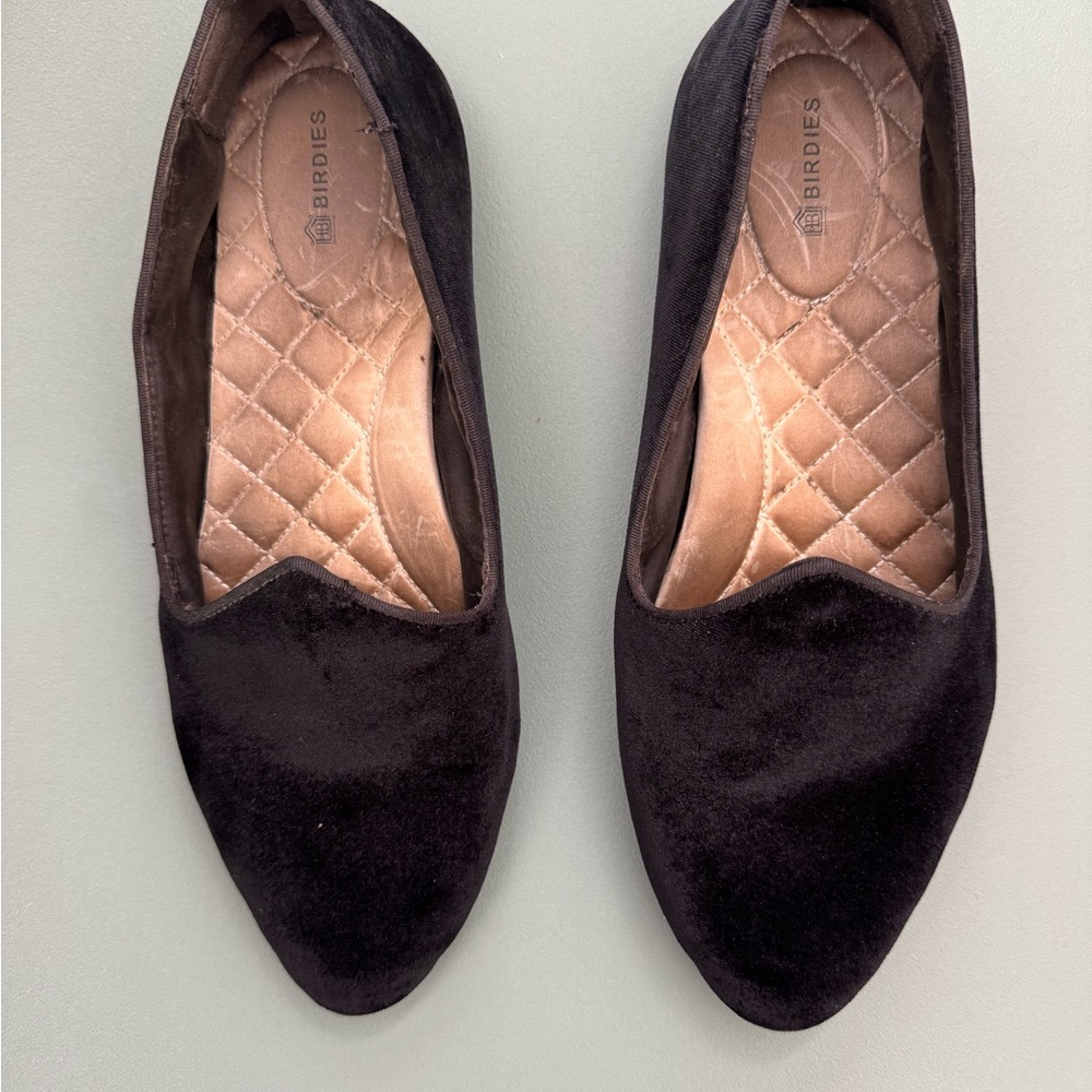 Birdies The Heron Black Velvet Loafers Slip On Shoes